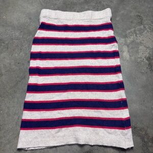 BURU Red Cream & Blue Striped Knit Midi Skirt Nautical Old Money Womens Small